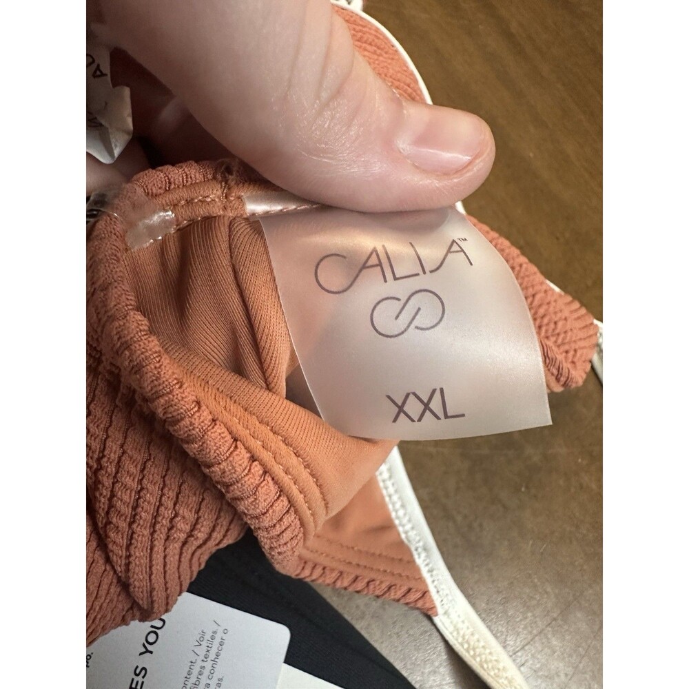 Calia Womens Ribbed Bikini Top Orange Terracotta Low Rise Bottom Black XXL NWT - Picture 6 of 7